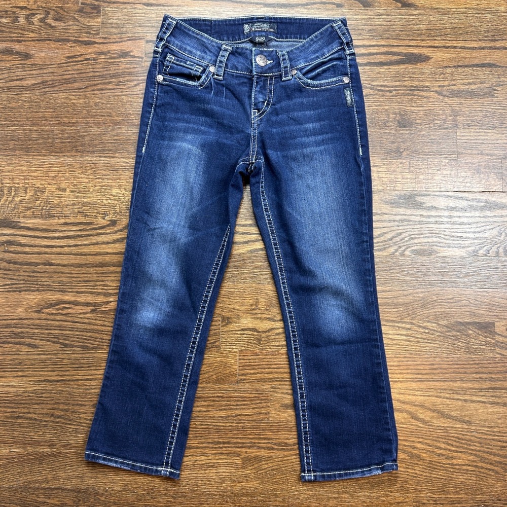 Silver Jeans Co Suki Womens 27 Mid Capri Dark Wash Denim‎ Cropped
